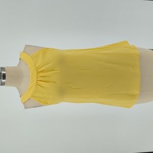 Banana Republic Silk Blouse Yellow 2P Business casual classic summer preppy
